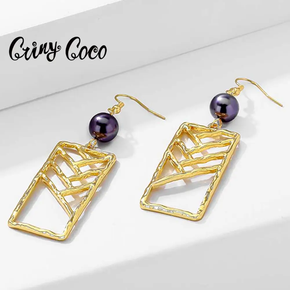 

Bohemian Geometric Drop Earrings Trendy 2021 Pearl Earrings Wedding Earring Jewelry Hawaii Polynesia Brincos Fashion for Women