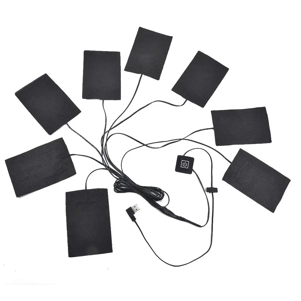 8 в 1 USB электрическая грелка для одежды из углеродного волокна с подогревом
