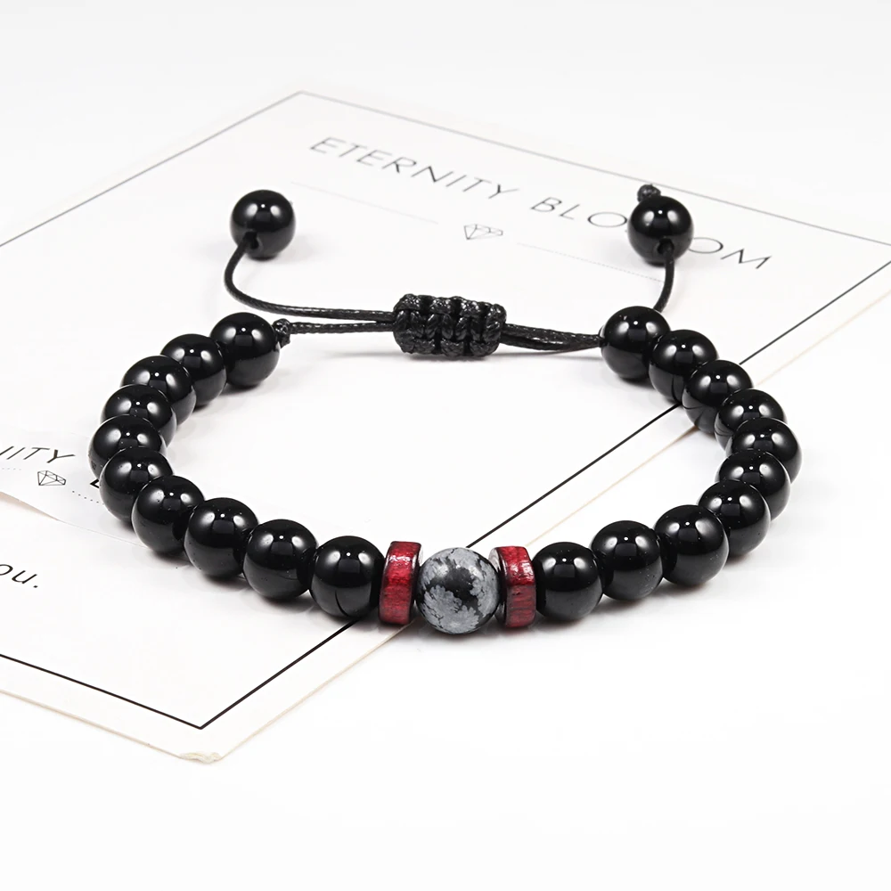 Плетеный браслет ручной работы из черного натурального камня браслеты Будды