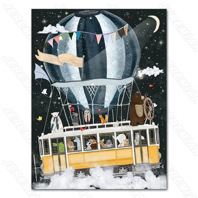 

Cartoon Space Travel Animal Poster Nordic Style Canvas Canvas Paintings Print Painting Modern Living Room Decoration