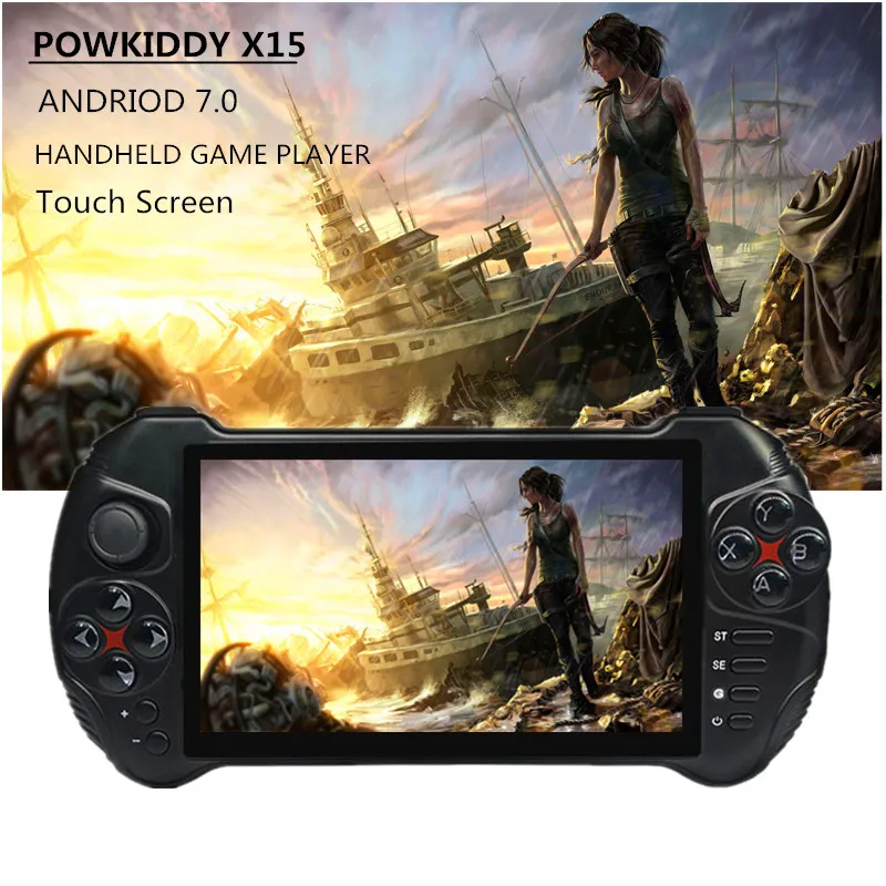 

Powkiddy X15 Video Game Console Handheld Android Game Player Retro Games 5.5 Inch Touch Screen Quad Core 2G RAM Support PSP GBA