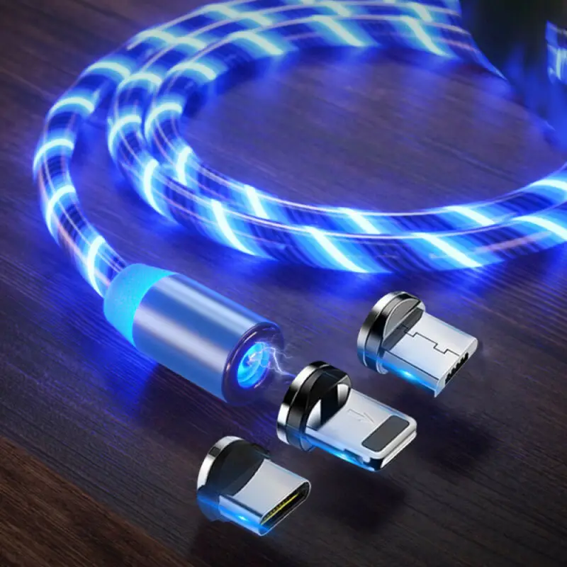 2 м светодиодный светящийся поток данных USB зарядное устройство type C/Micro USB/8 контактный кабель для зарядки для iPhone X samsung Galaxy Note зарядный провод шнур