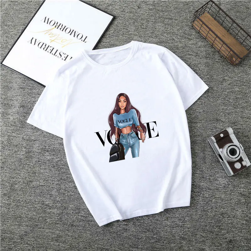 Poleras Mujer De Moda летняя футболка Женская Vogue с буквенным принтом Vogue Harajuku футболка плюс размер панк Футболка Camiseta Mujer - Цвет: 2075