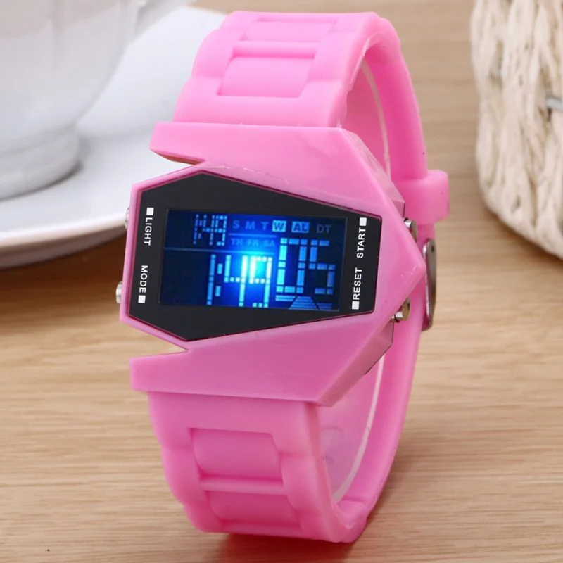 

Cartoon Aircraft Shape Jelly Silicon Band LED Digital Watch Electronic Wristwatch for Children FEA889