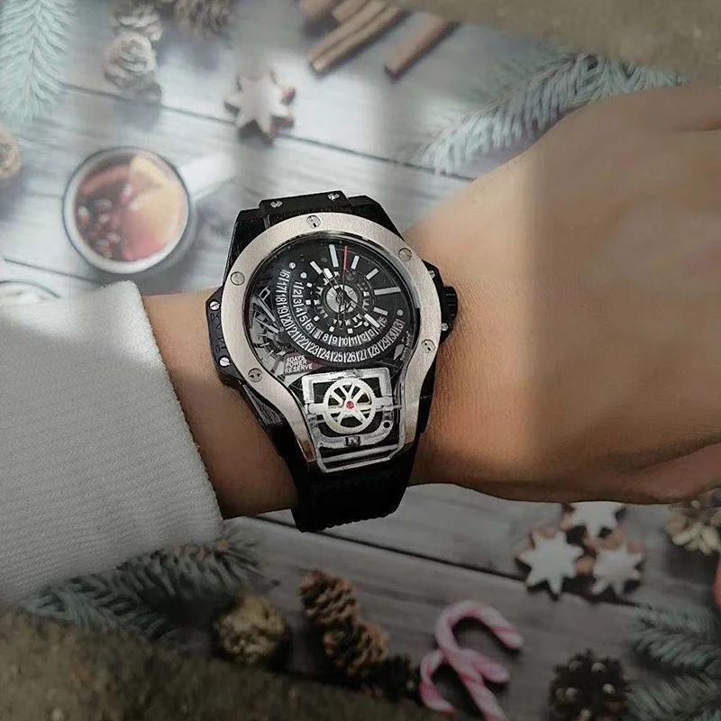 

Fashion Sport Individual Domineering Luxury Men's Watches Rubber Band Quartz Wristwatches For Men Watch Calendar