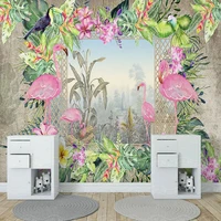 custom any size mural wallpaper 3d tropical plants birds fresco living room bedroom home decor waterproof wall sticker tapety