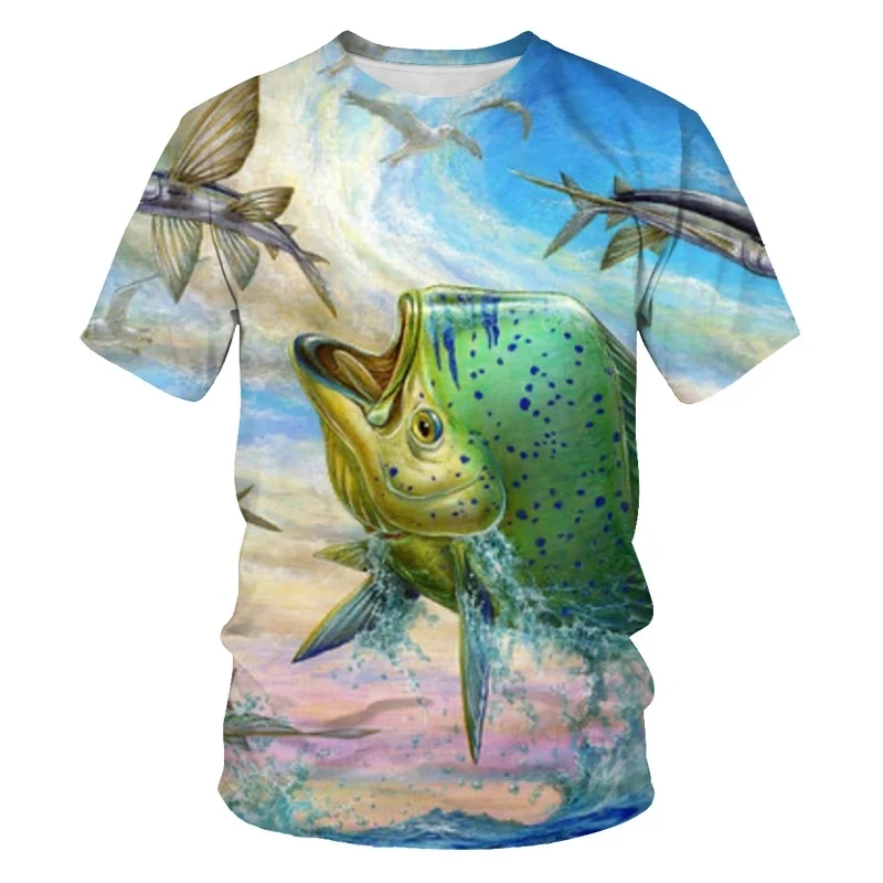 

Fishing T-shirt Casual cool animal men women funny T shirt men's hip-hop T-shirts printed O-neck short sleeve Tops&Tee 6XL