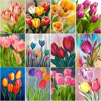 new 5d diy diamond painting tulip flower diamond embroidery scenery cross stitch full square round drill crafts home decor gift