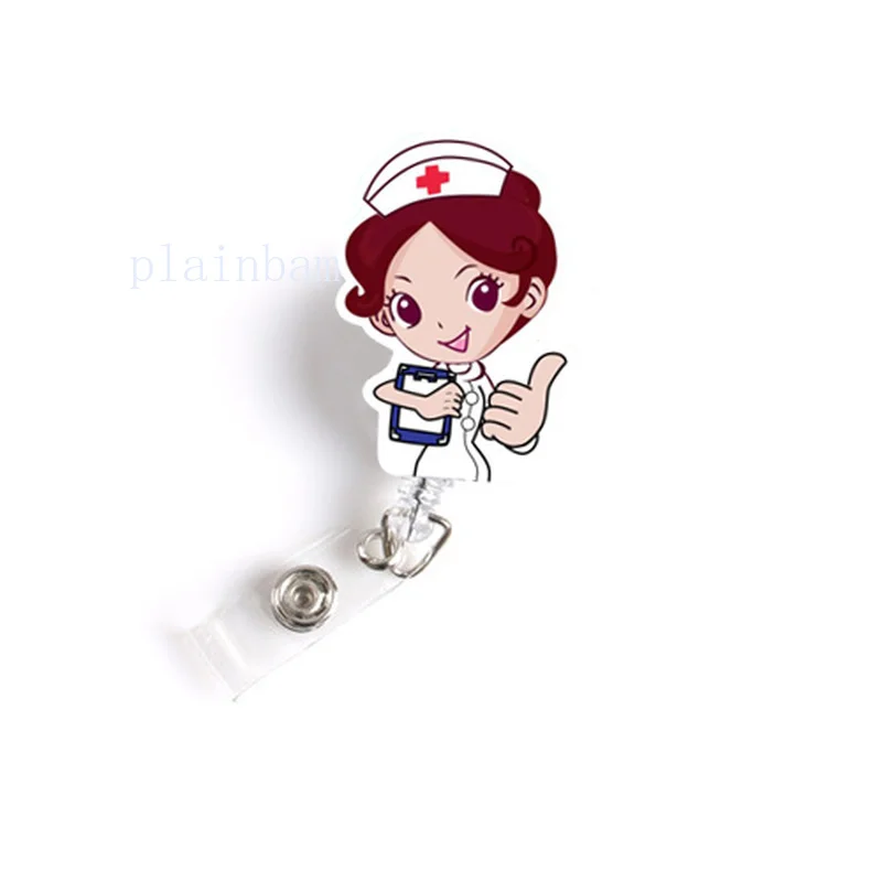 

2021 New Design 1 Piece High Quality Acrylic Retractable Nurse Badge Reel Fashion Daisy Love Heart Name Tag ID Badge Holder Clip