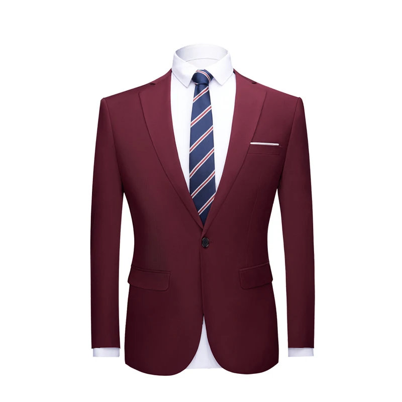 Wine red Shenrun, мужской костюм, пиджак, блейзеры, деловые куртки, формальные, офисные, повседневные, облегающие, черный, зеленый, фиолетовый, розовый, желтый, для свадьбы, вечеринки, выпускного - Цвет: Wine red