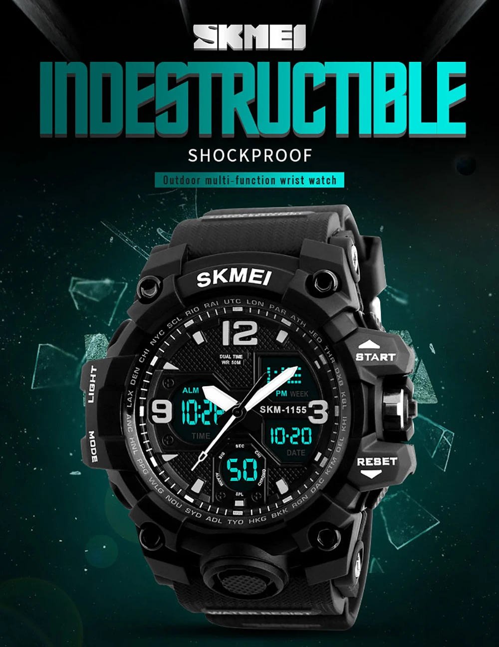 SKMEI 1155B мужские часы s цифровые электронные мужские часы кварцевые модные повседневные спортивные мужские наручные часы водонепроницаемые