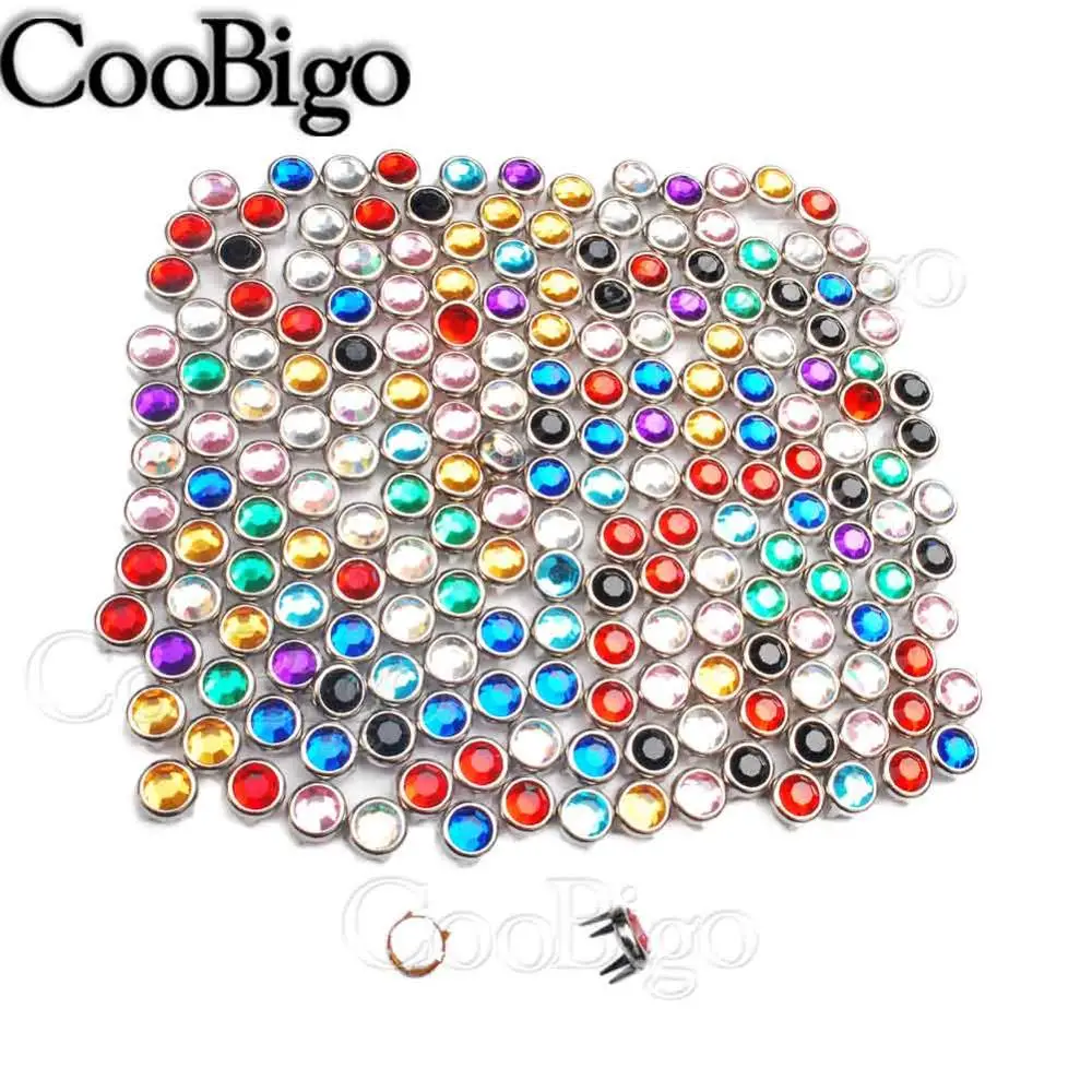 Mixed Colors sent 1000 шт 8 мм когти Стразы Круглый самолет шпильки DIY заклепки гвоздики шип, деталь одежды сумки - Цвет: Mixed Colors sent
