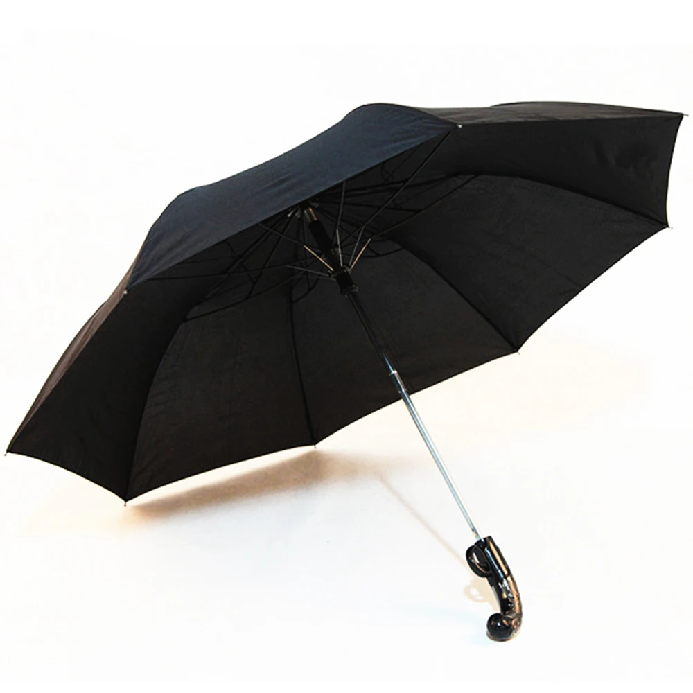 

Classical Handgun Umbrella Creative Folding Men Semi-automatic UV Umbrellas Rain Black Coating Sunshade Parasol Drop Shipping