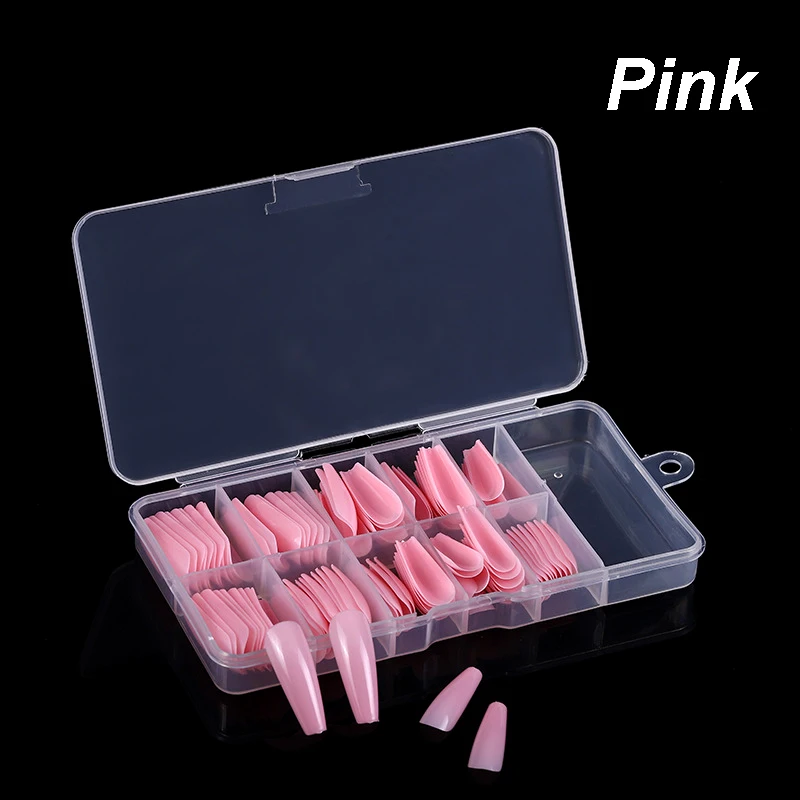 

New Flat Shape Full Cover Manicure Fake 100pcs/Box False Coffin Nails Ballerina Long Clear/Natural/white Fake Nails Art Tips