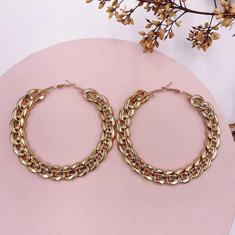 Женские крупные серьги-кольца в Корейском стиле объемные украшения из металла с
