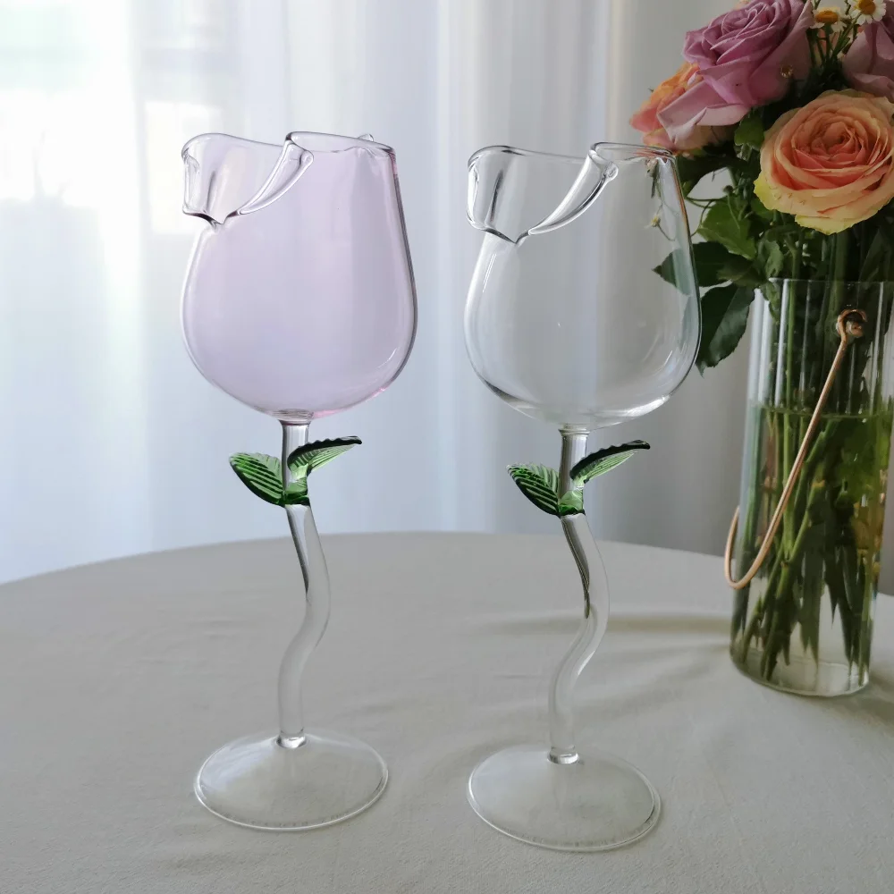Creative Roses Red Wine Glass Good-looking Wedding Birthday Gift Flower Wine Glass Goblet Gift Box