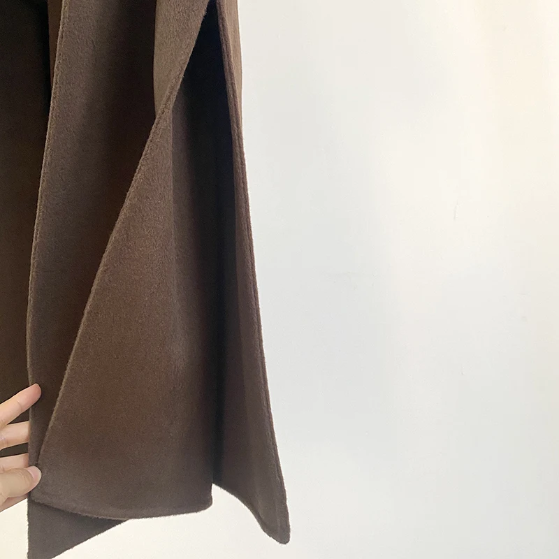 Новое Женское шерстяное длинное пальто зимняя теплая куртка средней длины с