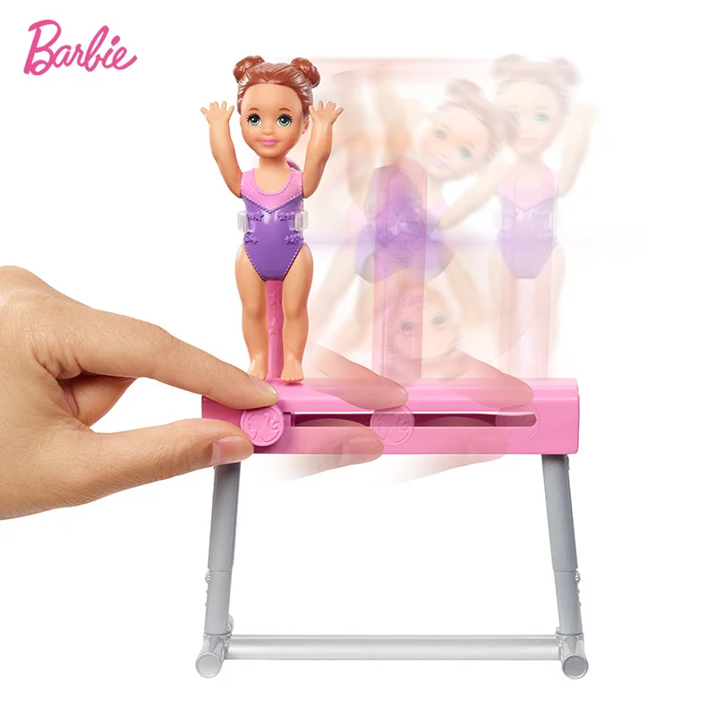 

Barbie Doll Playset with Blonde Coach Barbie Doll runette Small Balance Beam with Sliding Mechanism Children Toy Birthday Gift