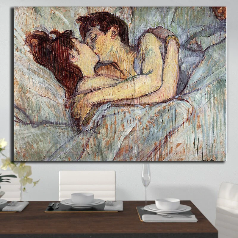 OUCAG Love Kiss картина маслом холст романтическая пара настенные художественные