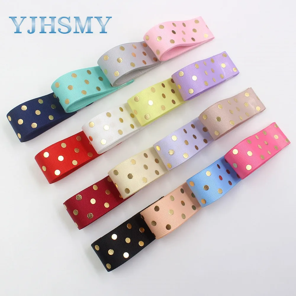 YJHSMY I 19814 1911 25 мм 10 ярдов сплошной цвет точка горячего тиснения grosgrain ленты лук