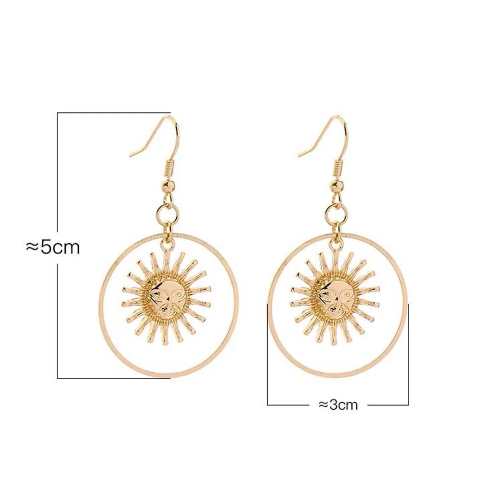 Серьги-капли ручной работы золотого солнца Apollo Helios для женщин женские