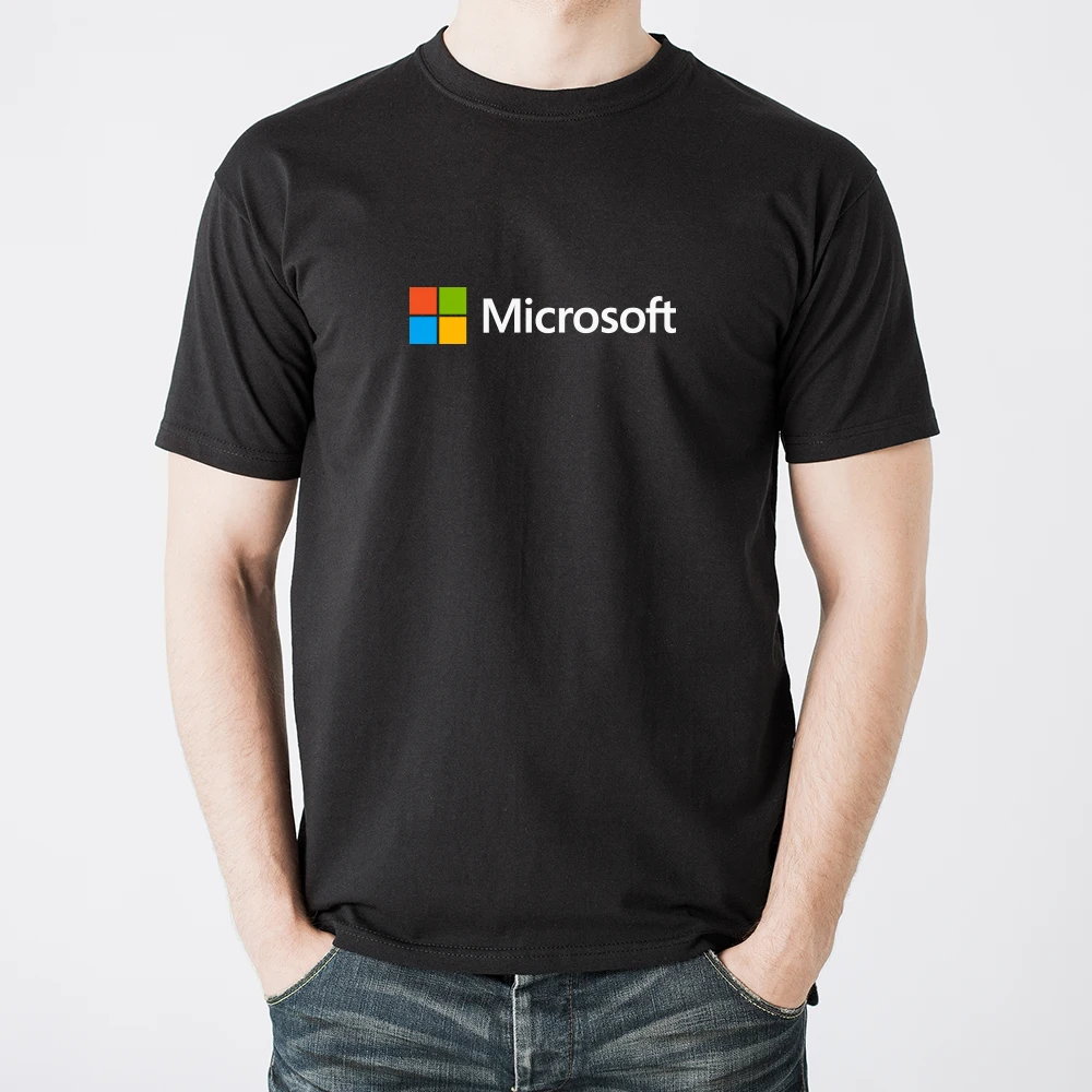 Microsoft Icon T-shirt Cotton Staff Gift Man Geek Hacker Programmer Quality Fabric Boyfriend Husband Clothing