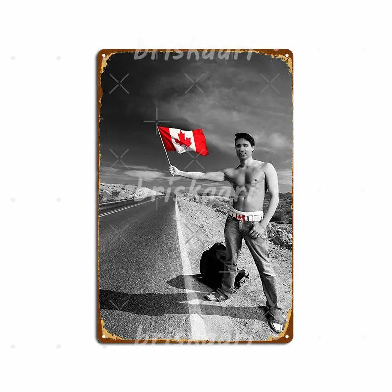 

Джастин Трюдо, добро пожаловать в Канаду, металлические плакаты, настенный налет, кинотеатр, гостиная, Забавный клубный бар, металлические плакаты