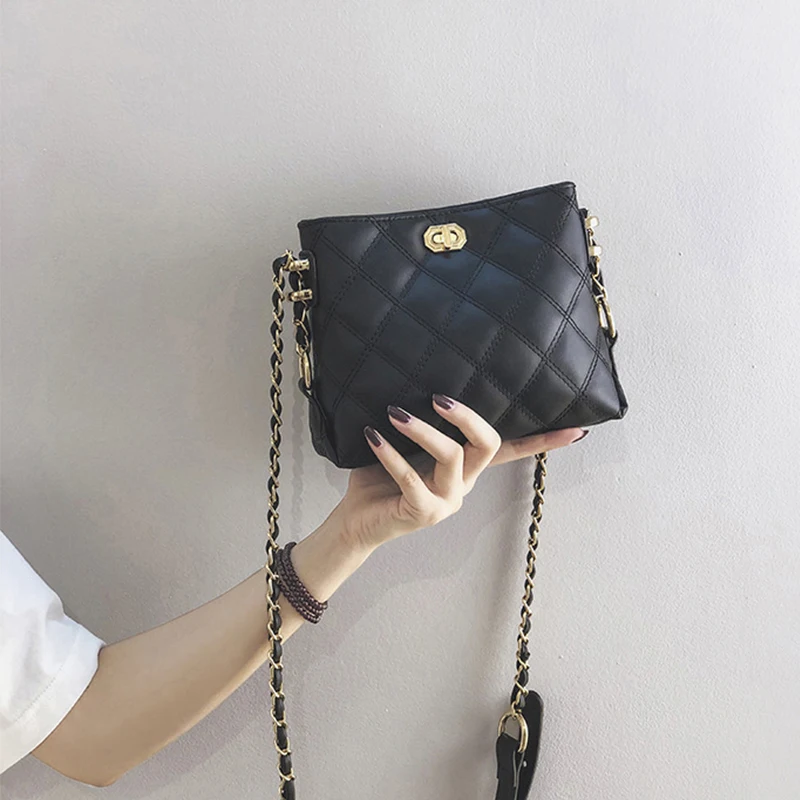 

Aosbos Small Women Pu Leather Crossbody Bags Fashion Chain Shoulder Messenger Bag Vintage Diamond Lattice Handbags Tote Bags