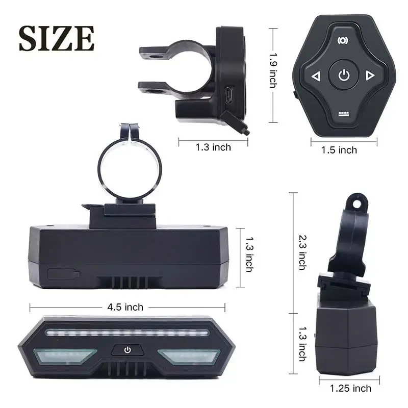 

Bicycle smart tail light turn signal wireless brake light smart USB rechargeable bicycle accessories remote control steering
