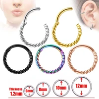 1pc surgical steel opening hinged segment clicker ring nose septum piercing helix cartilage daith twist hoop ear circle earrings