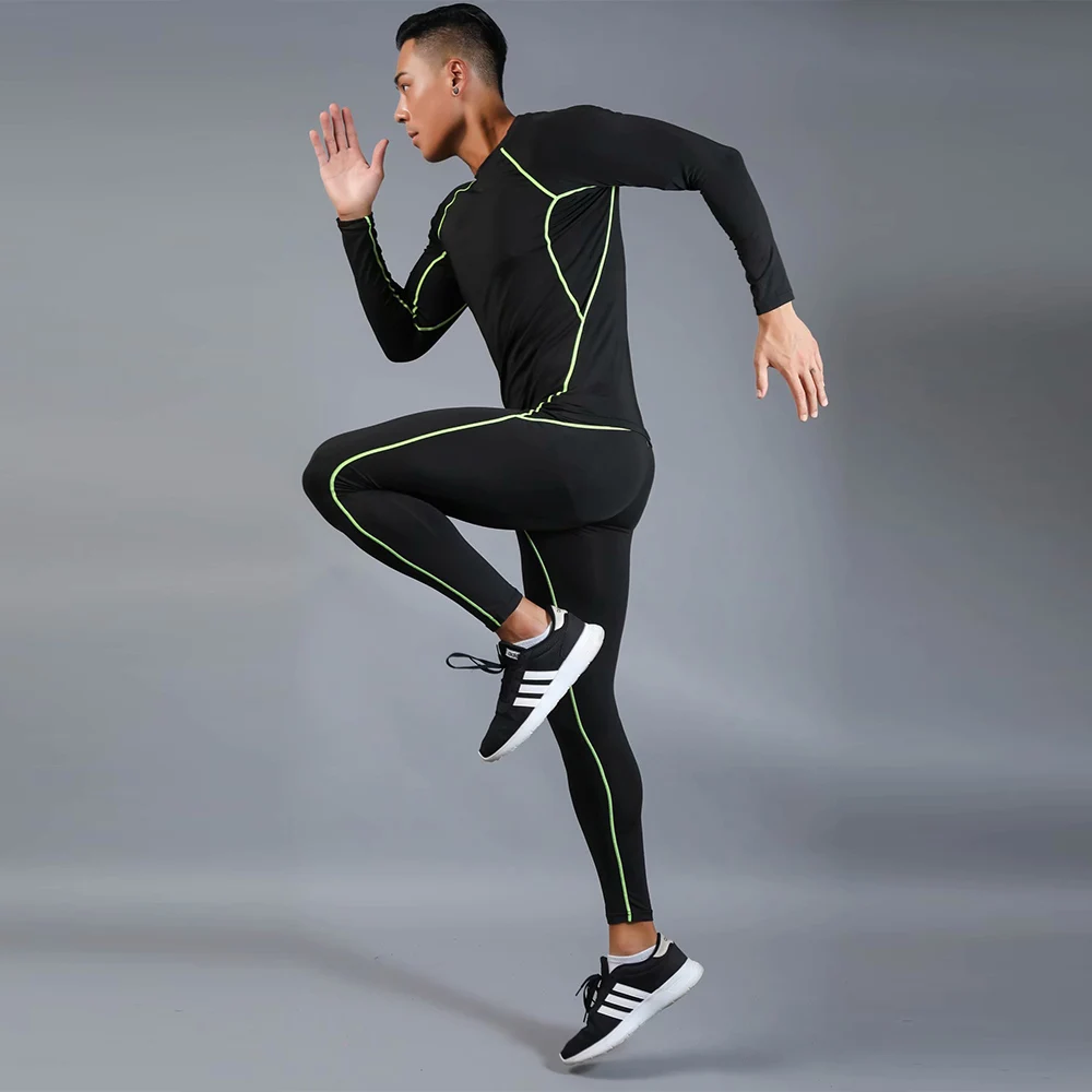 

Quick-Drying and Breathable Men Sport Suits Sportswear Running Jogging Tights Polyester Fitness Gym Clothing Basketball Athlete