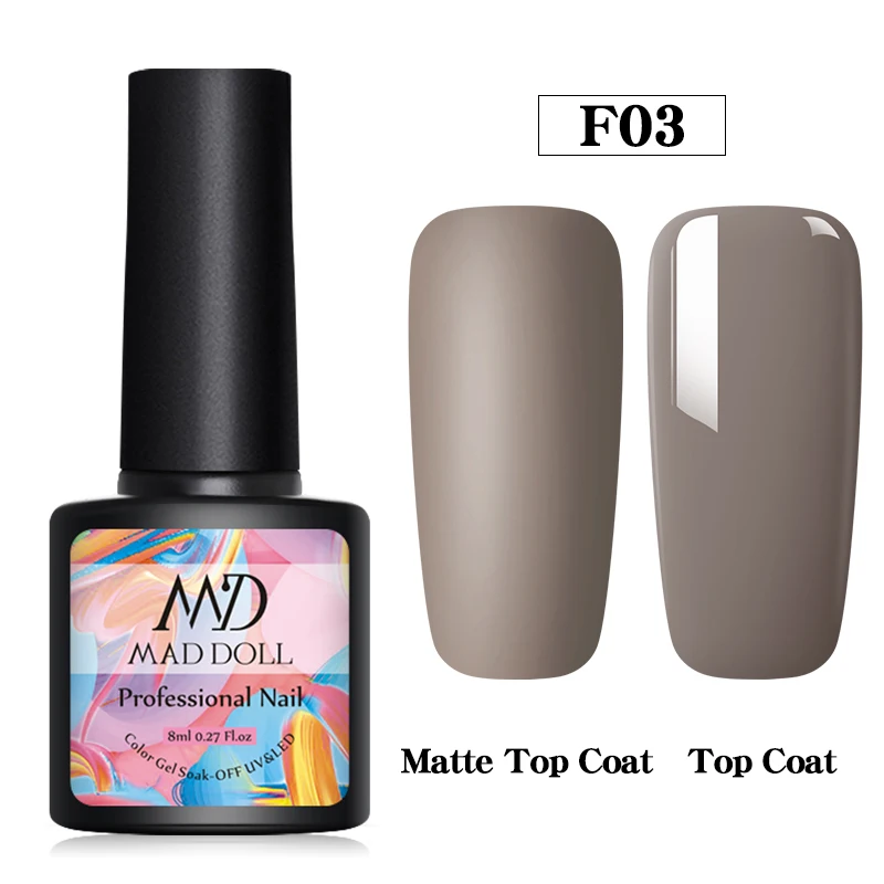 F03 MAD DOLL 8 мл матовый Цветной Гель-лак для ногтей Чистый Розовый Серый Цвета замочить УФ Гель-лак для ногтей для дизайна ногтей DIY Дизайн лак - Цвет: F03
