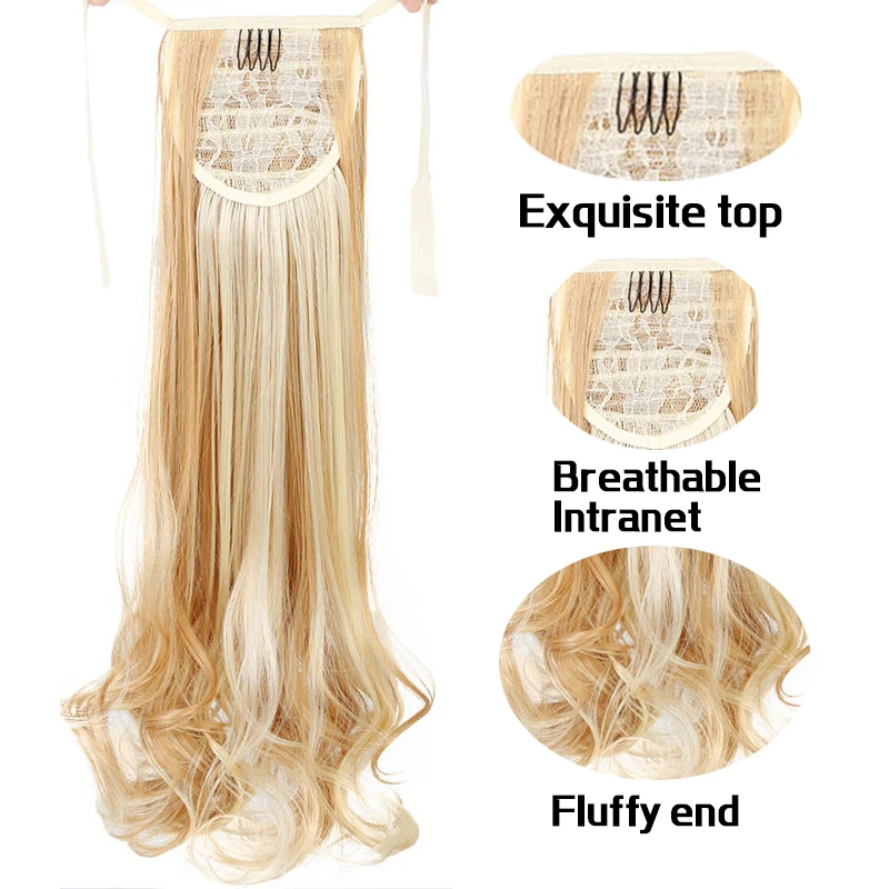 

AOOSOO Long hair curly ponytail female wig wave wig twine wig high temperature fiber wig hair extension natural black brown