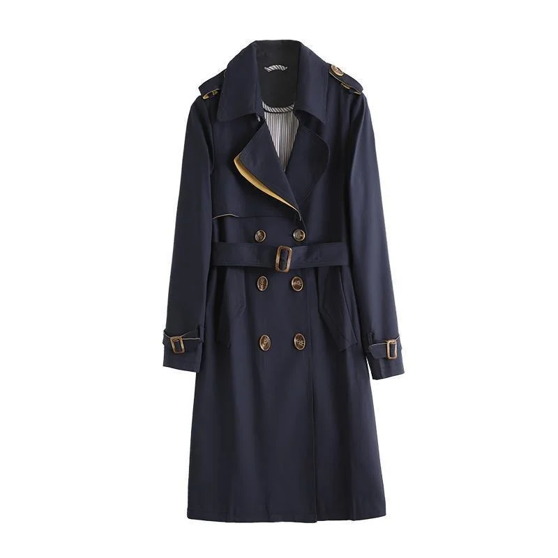 

women's Windbreaker middle long 2021 Korean spring autumn high-end fashion temperament popular trench coat skirt manteau femme