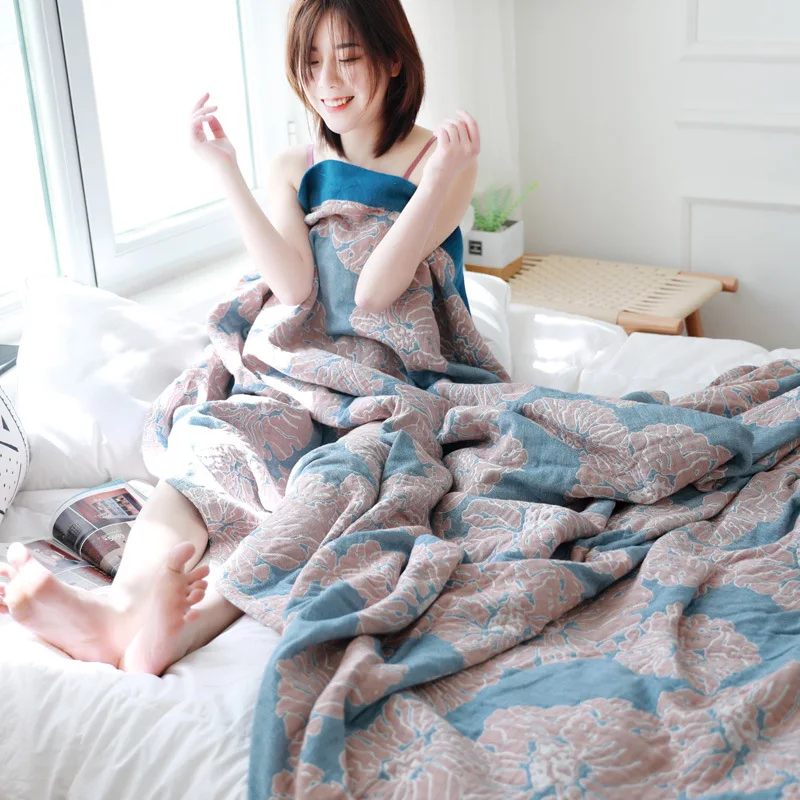 

Одеяло с цветочным принтом, жаккардовое одеяло для сна, диван, ТВ, летнее одеяло, высокое качество, мягкое полотенце, одно двойное