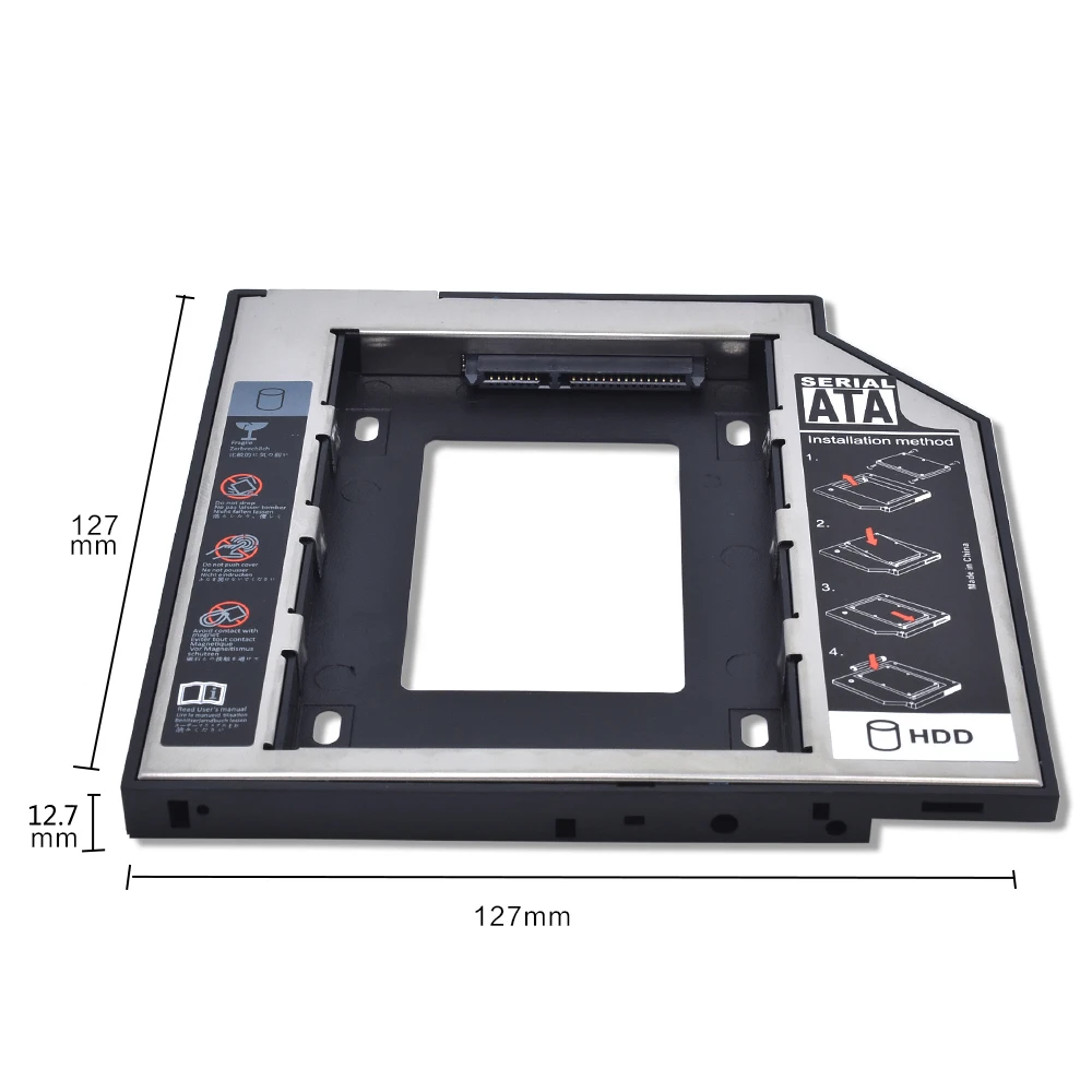 SATA 3,0 2nd HDD Caddy 12,7 мм 2," 2 ТБ SSD чехол для жесткого диска с светодиодный корпус для ноутбука DVD-ROM Оптический отсек