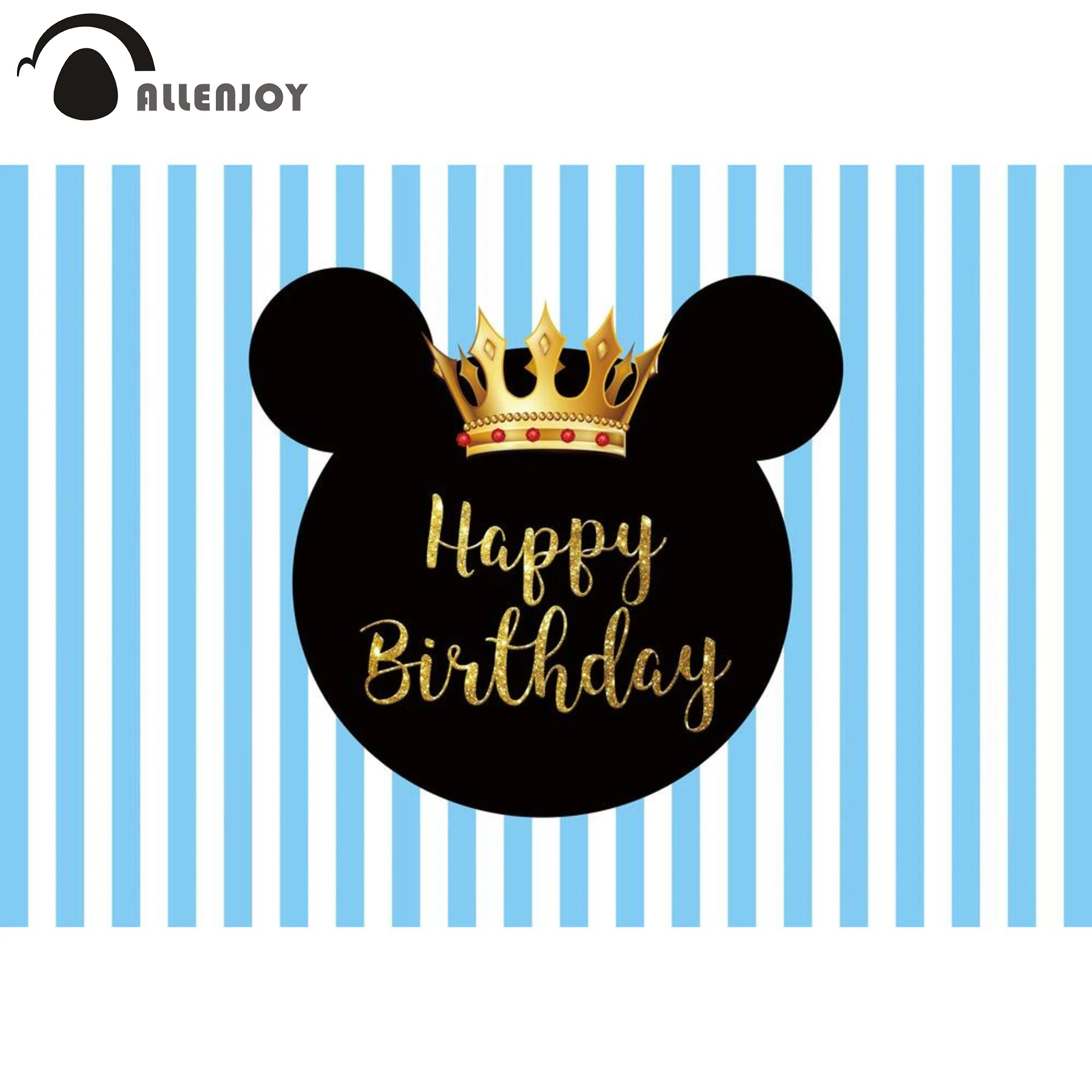 Allenjoy с днем рождения фотозонт сине белые полоса золотой выросли черные Мышь