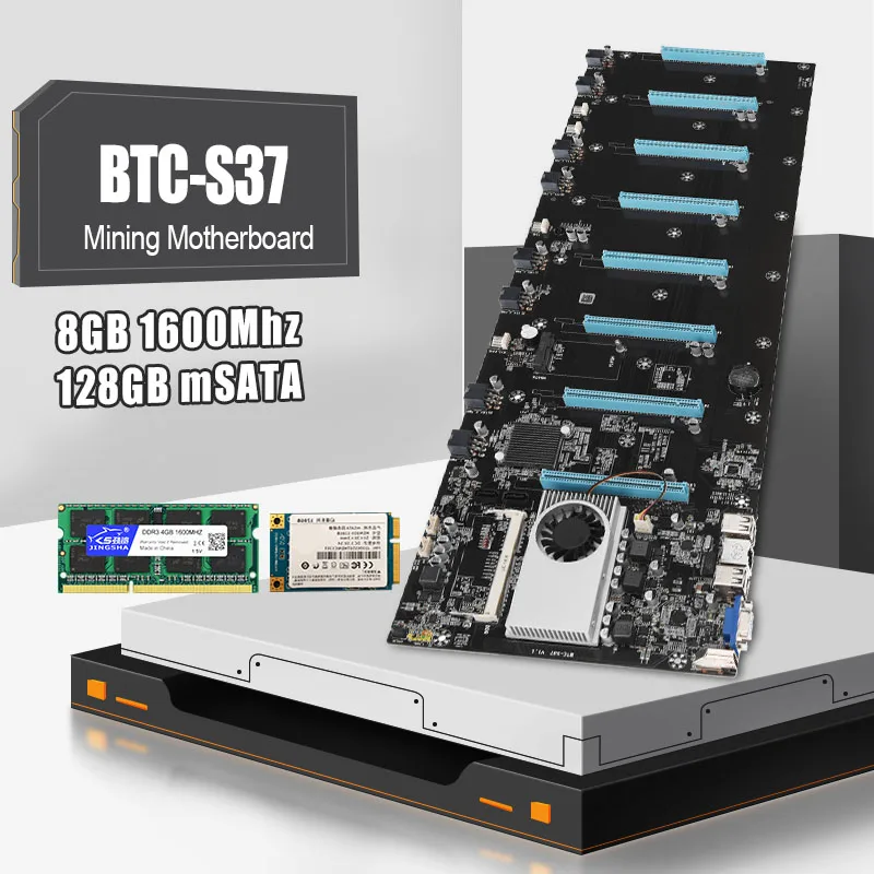 BTC S37 Riserless горно набор материнских плат 8 GPU Bitcoin крипто Эфириума добычи полезных