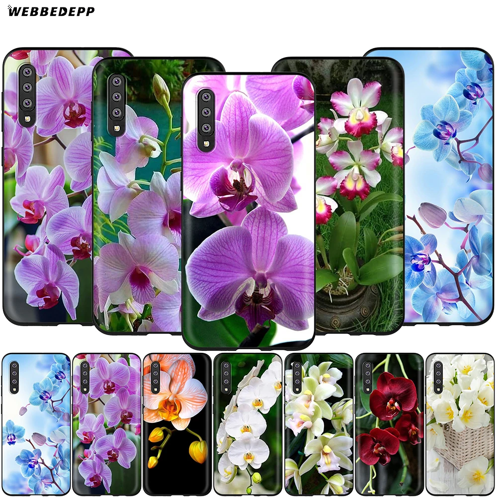 Цветной чехол Webbedepp с цветами орхидеи для Samsung Galaxy A3 A5 A6 Plus A7 A8 A9 J6 M20 A10S A20S A30S A40S