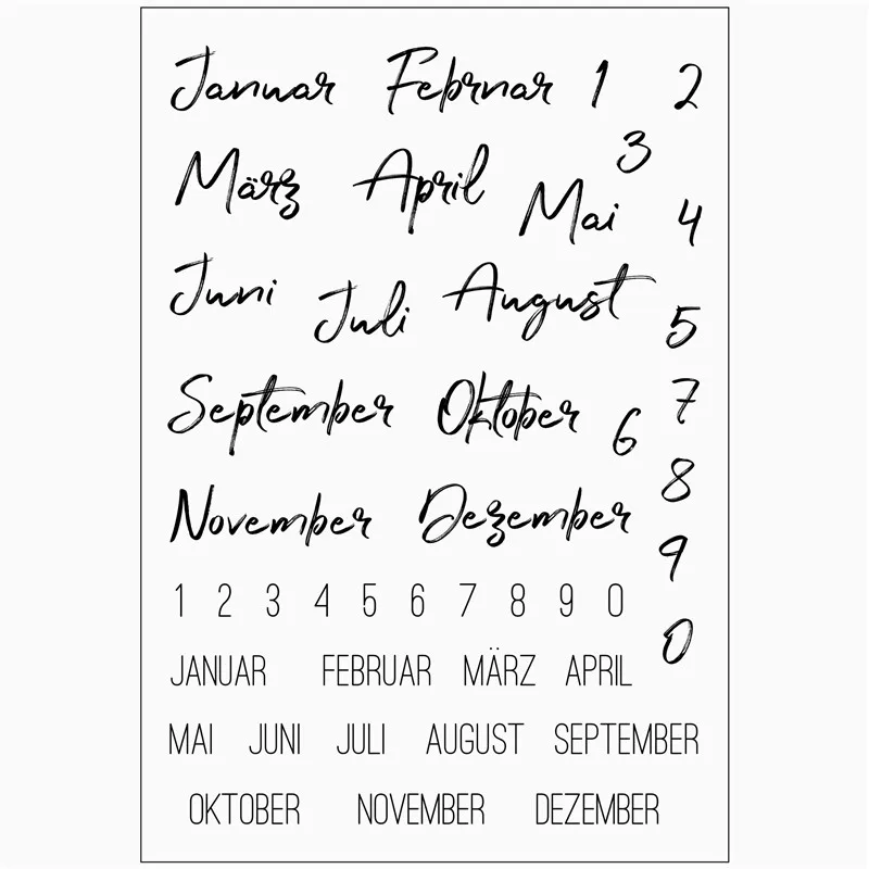 Штампы для скрапбукинга прозрачные с немецким текстом | Дом и сад