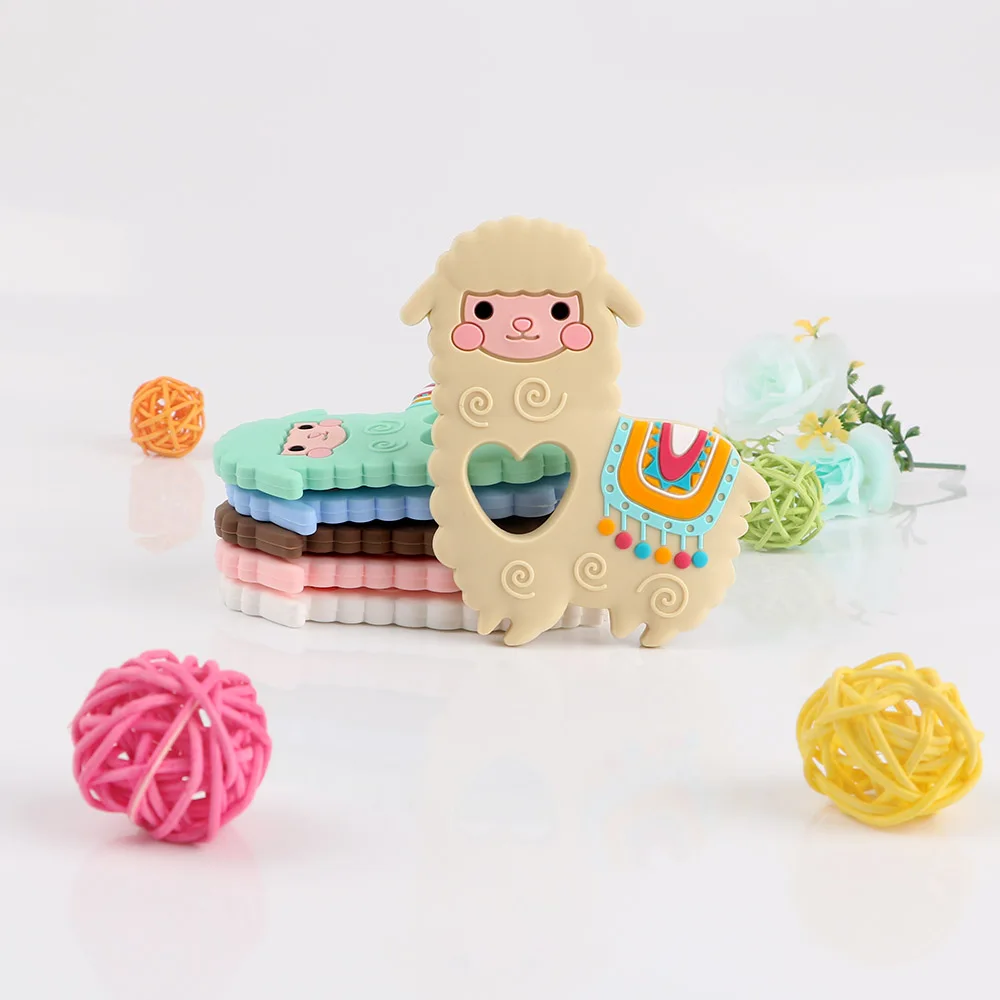 Kovict-mordedor de silicona de Alpacas para beb&eacute;, mordedor Molar de Animal, cadena de chupete, accesorios de joyer&iacute;a masticables, juguetes de lactancia, 1 ud.-3