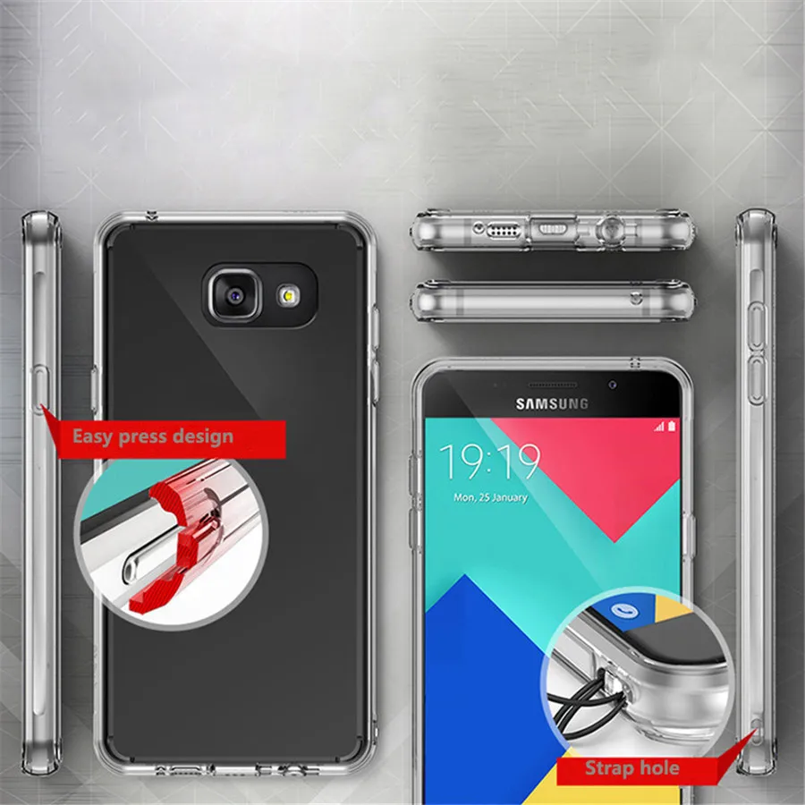 Прозрачный Жесткий ПК акриловый чехол для Samsung Galaxy A3 A5 A7 J3 J5 J7 Prime J2 Pro 2017 A6 Plus J4 J6 J8