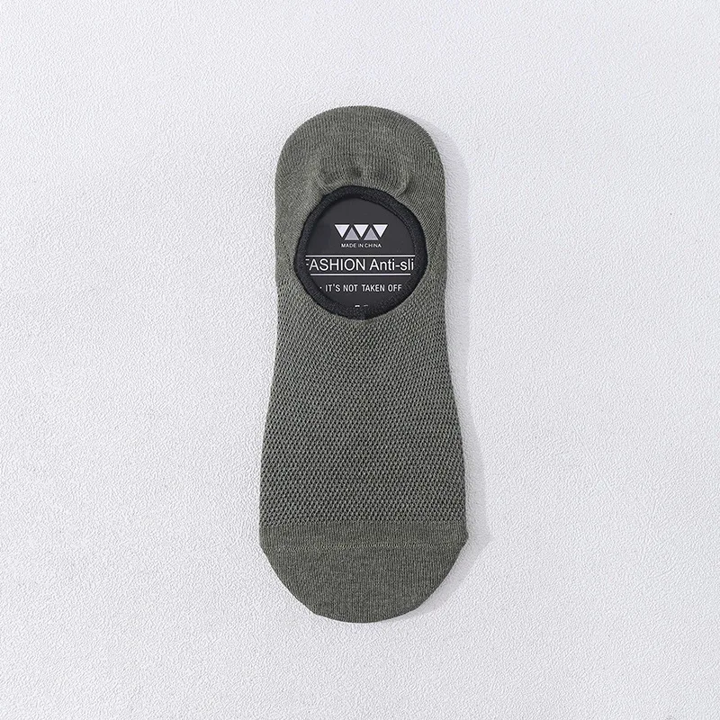 

New Men's Summer Mesh Cotton Invisible Socks All-match Solid Color Silicone Non-slip Socks Shallow Mouth Boat Socks