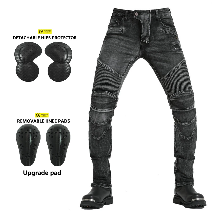 Moto Retro Black Blue Jeans Rider Street Racing Road Racing Stretch Pants CE Certification Upgrade Silicone Protect Gear Armor