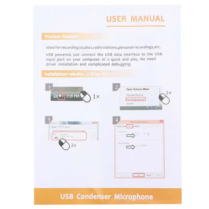 Конденсаторный USB-микрофон для компьютера KTV прямой трансляции записи голоса Windows