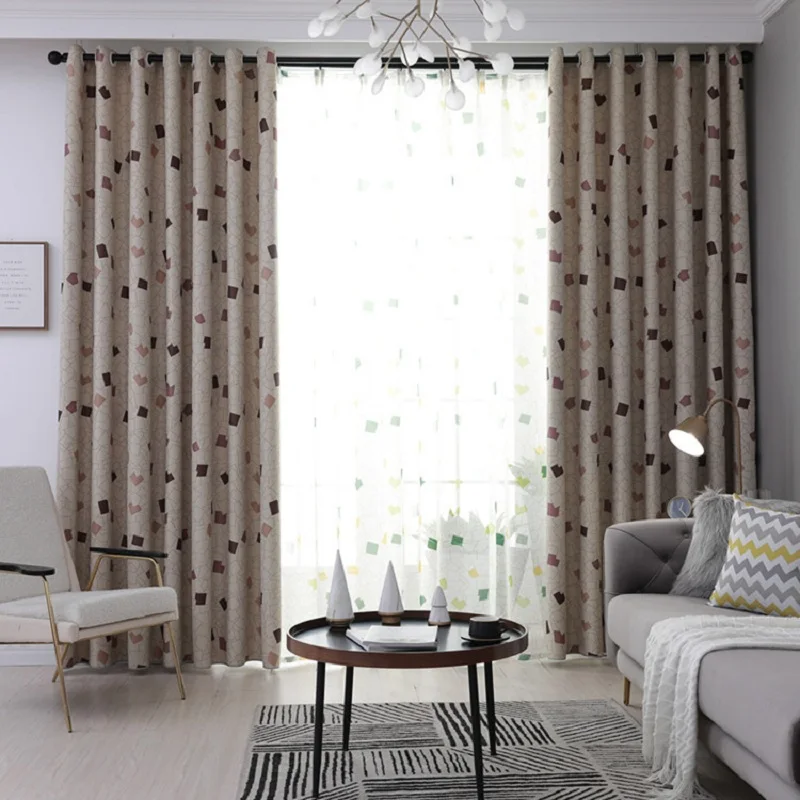 Жаккардовые шторы в скандинавском стиле с цветными бриллиантами и