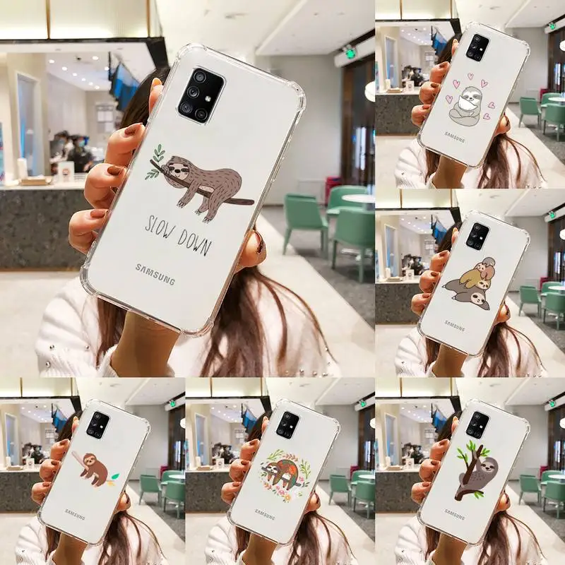 

yoga sloth Phone Case Transparent For Samsung S 10 9 20 11 7 8 21 6 P Edge PLUS ULTRA 4G 5G