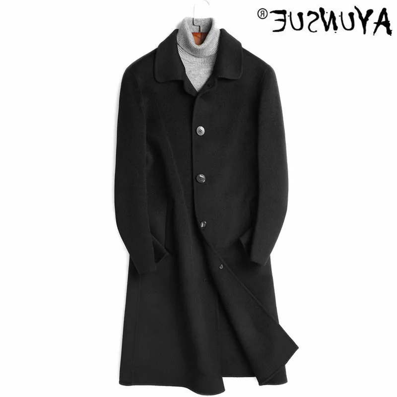 

Ayusnue Шерсть-100% с воротником, верхняя одежда для мужчин, новинка, длинный двойная куртка, большой пальто, пиджак, lm-191021 kj2249