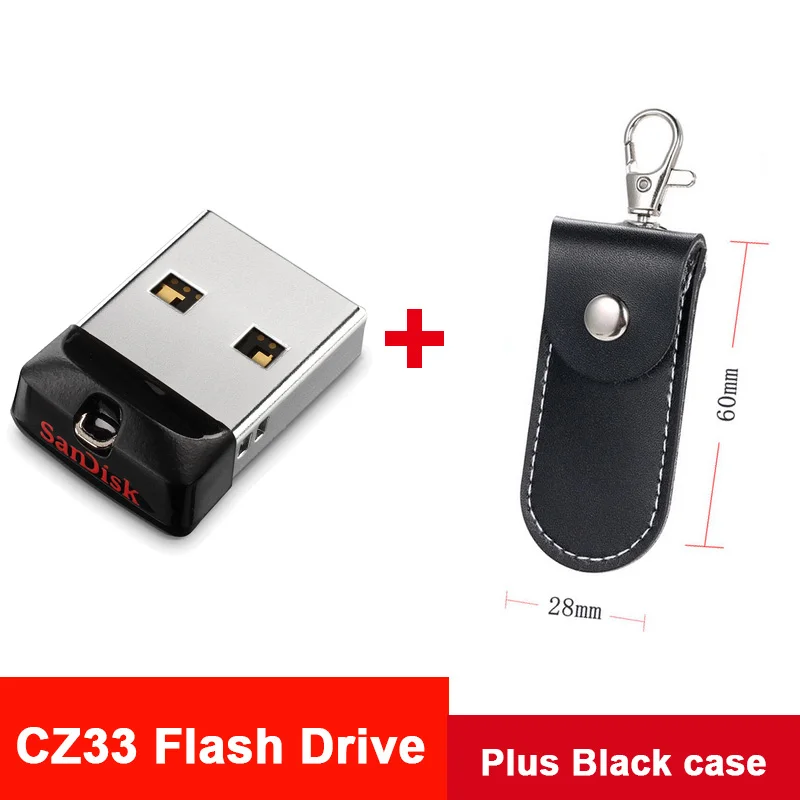 CZ33 plus case Флеш-накопитель sandisk Cruzer, 16 ГБ, 32 ГБ, 64 ГБ, автомобильный стерео флеш-накопитель, брелок, карта памяти, крошечная, подходит для DJ, музыка, U диск, Cle, USB флешка - Цвет: CZ33 plus case