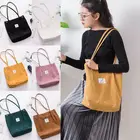 Модные женские холщовые сумки-тоуты для покупок, вместительные вельветовые повседневные дамские сумки для покупок на ремне, 2019